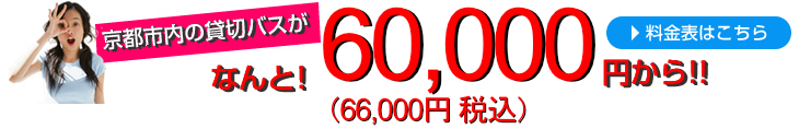 京都市内の貸切バスが60,000円から